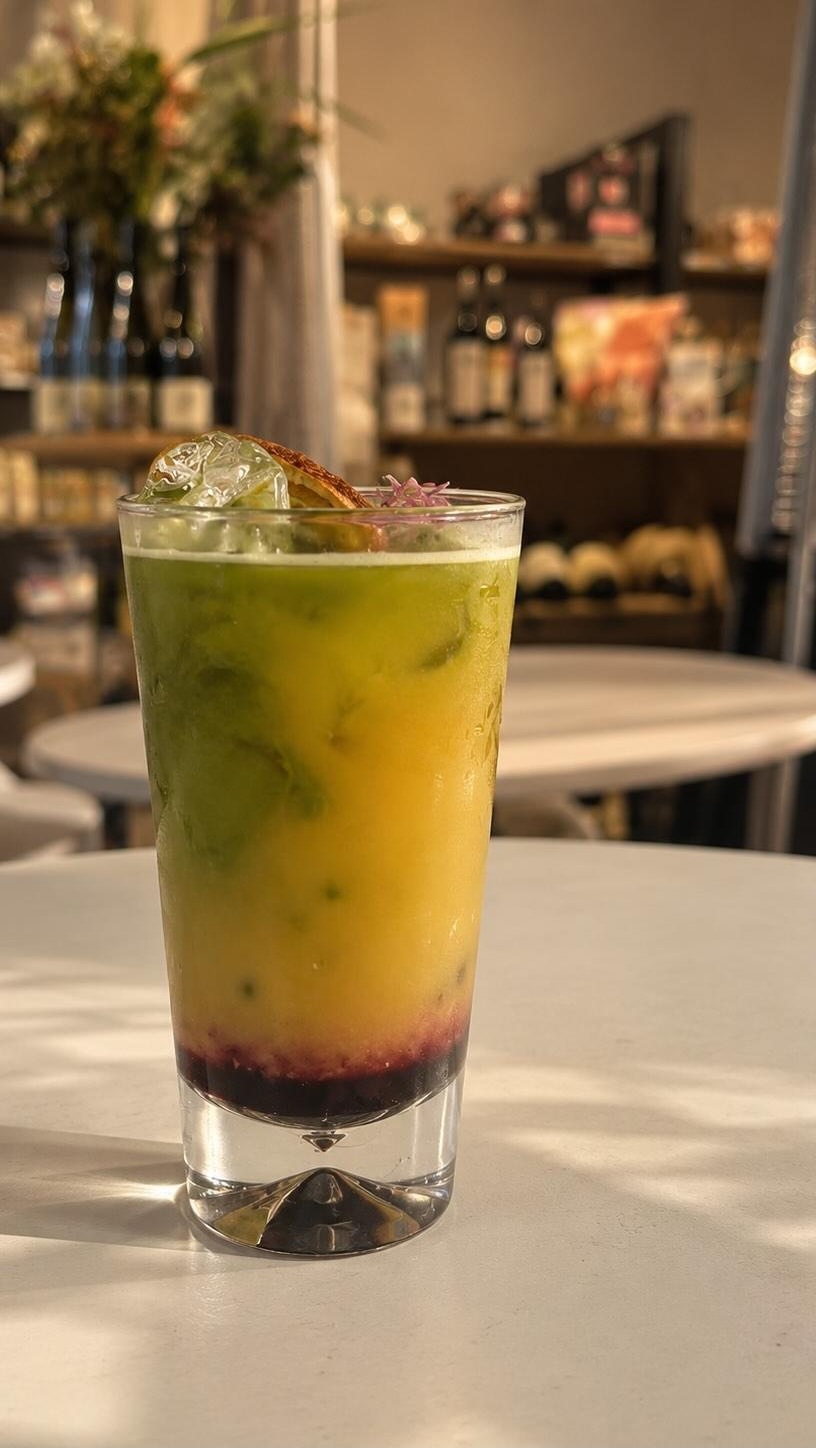 Bebida de autor matcha frutal